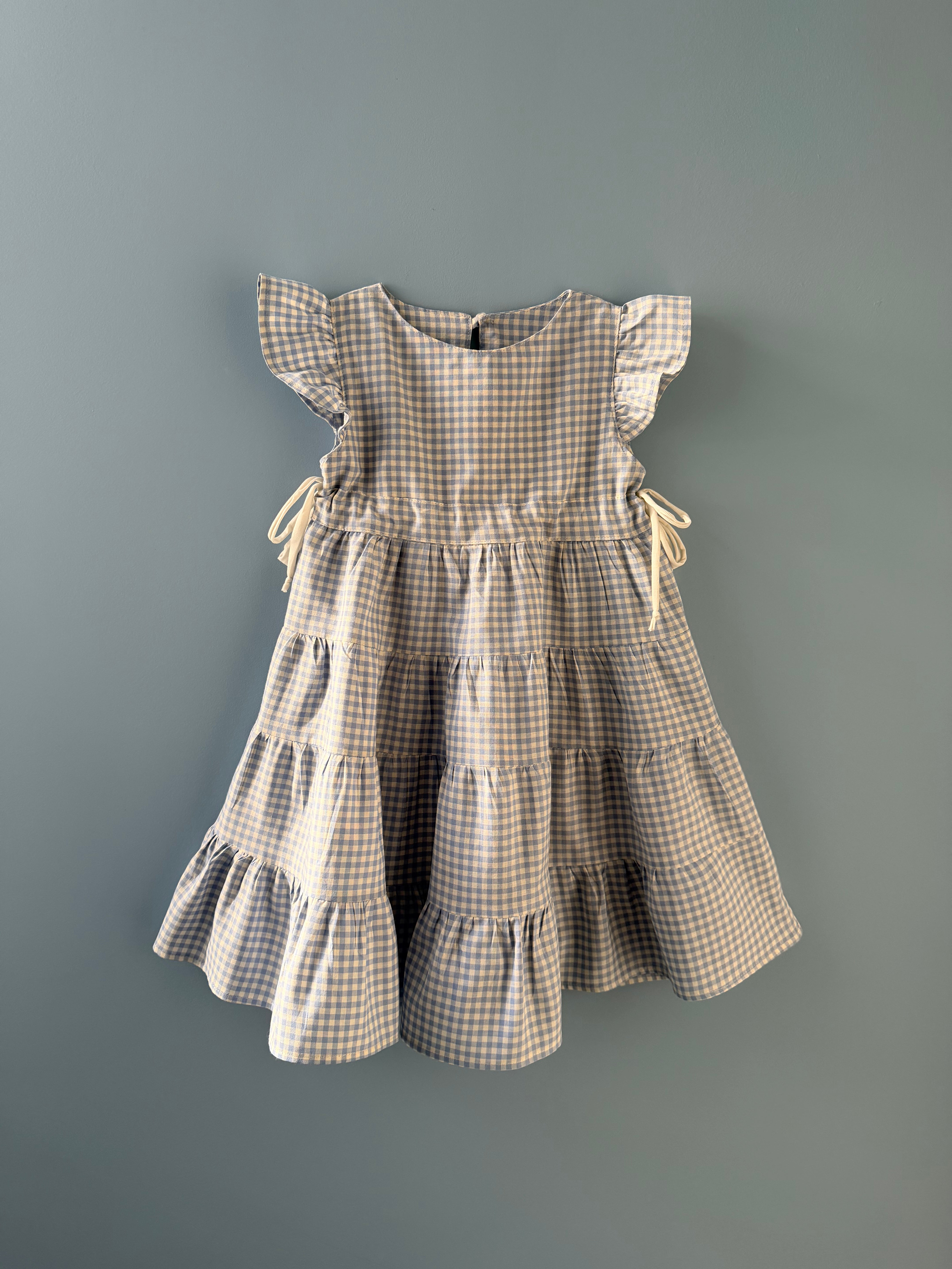 Vestido roda-roda vichy azul