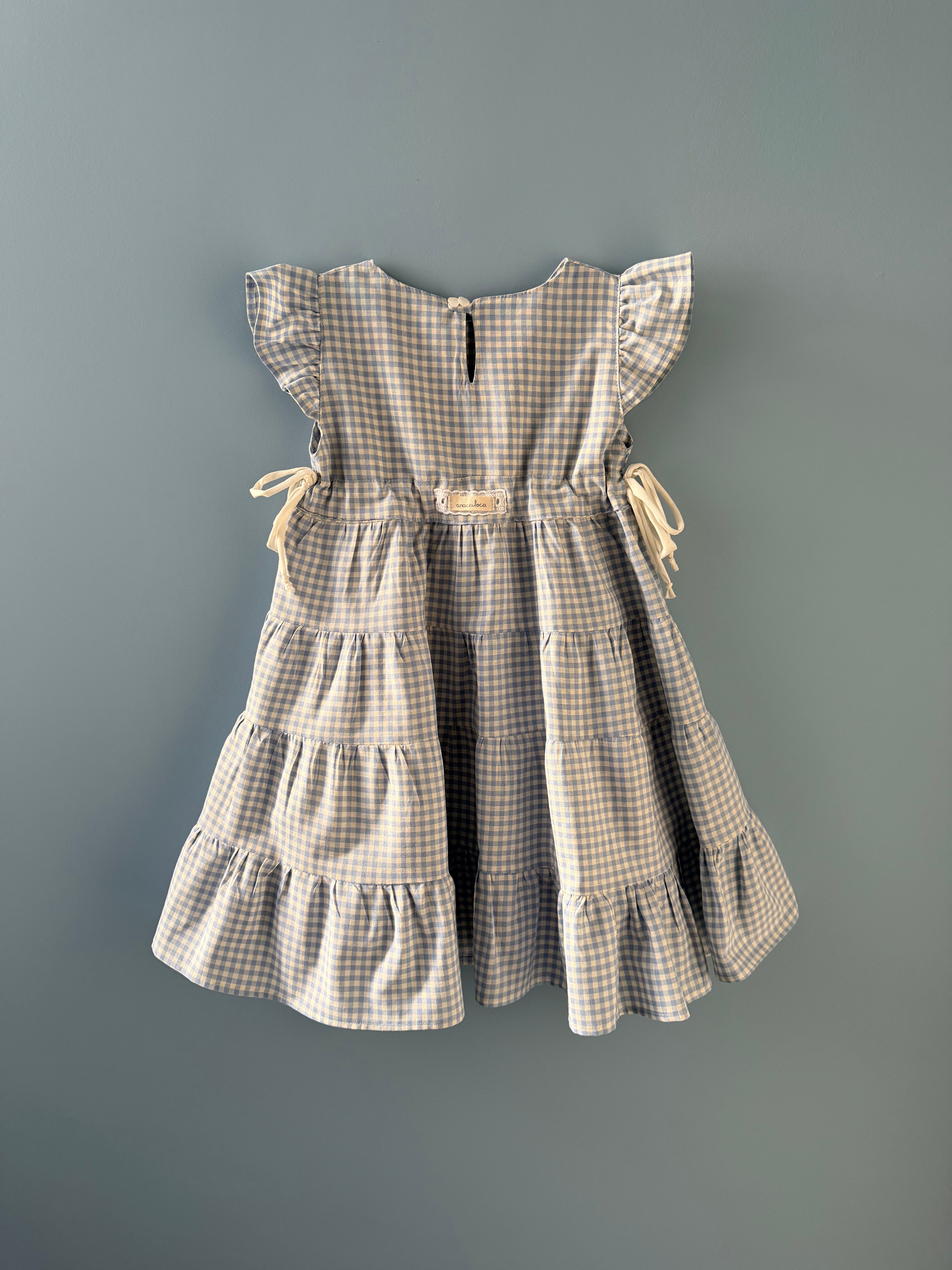 Vestido roda-roda vichy azul