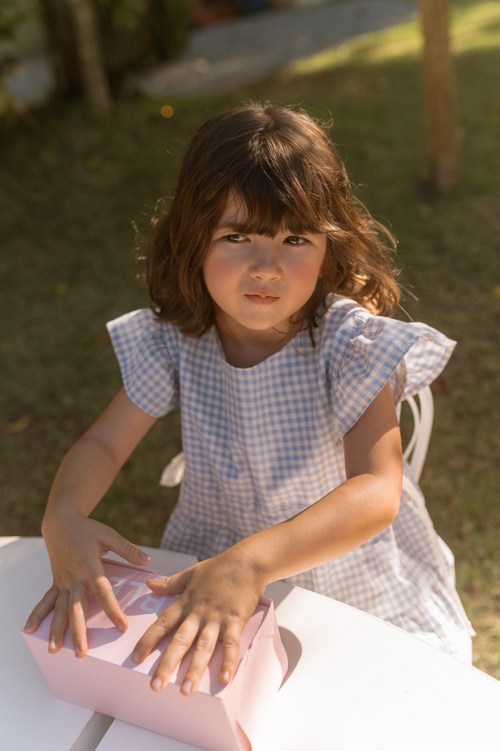 Vestido roda-roda vichy azul