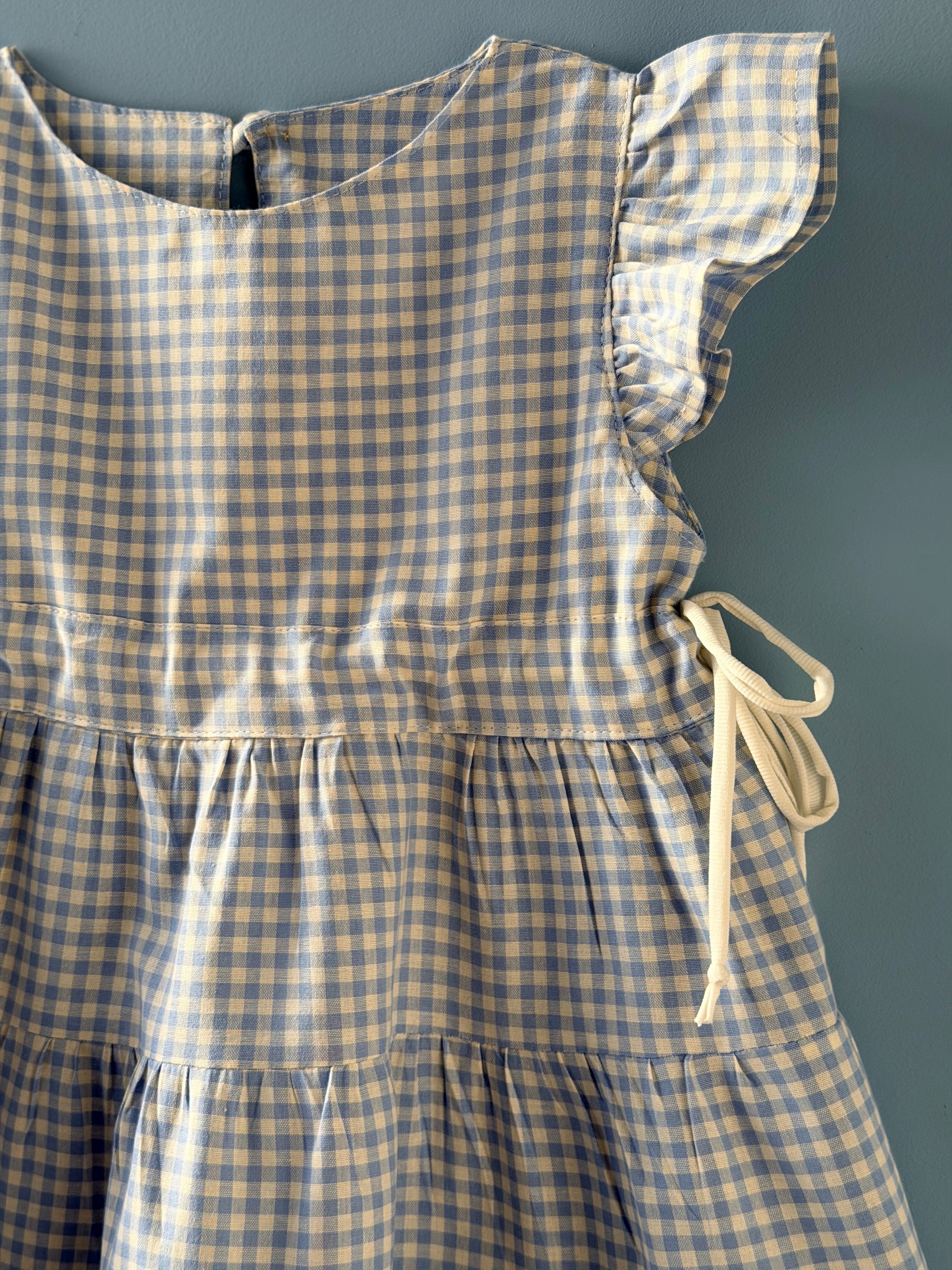 Vestido roda-roda vichy azul