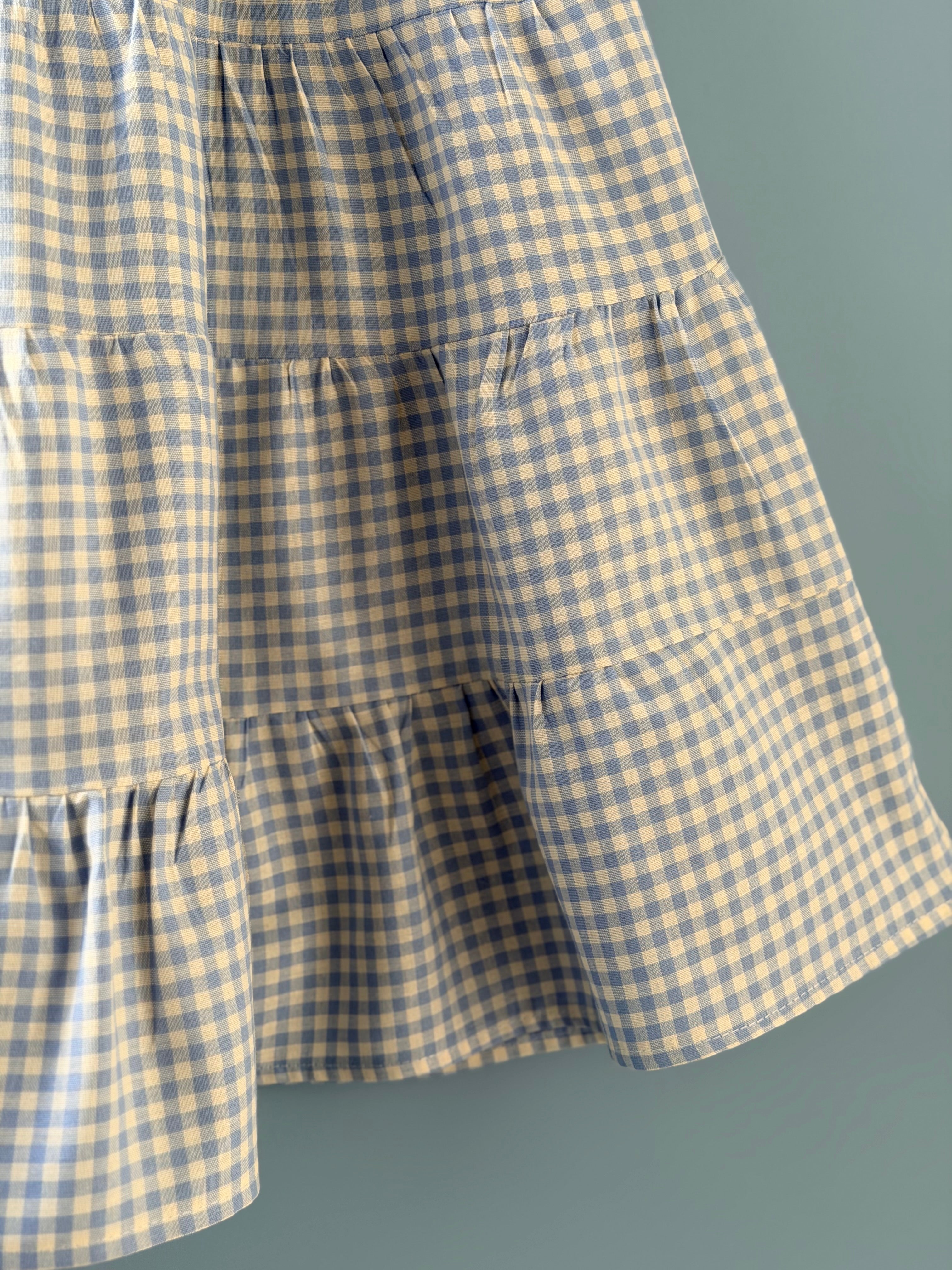 Vestido roda-roda vichy azul